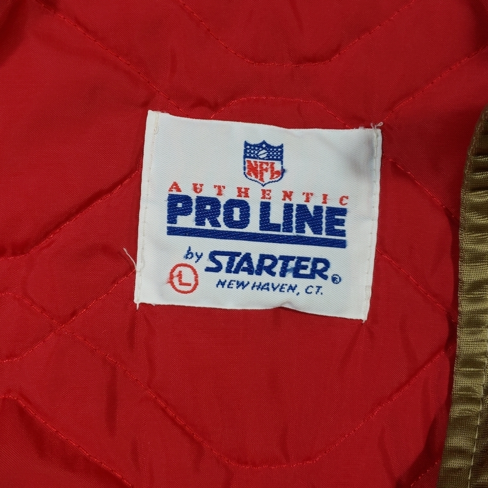 Vtg San Francisco 49ers Starter Jacket Gold Satin Bomber Sz L Old School 80s 90s - Picture 11 of 17